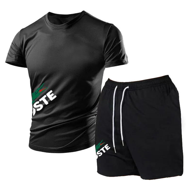 2024 nuova tuta sportiva da uomo estate tuta da jogging da uomo manica corta t-shirt + pantaloncini tuta ad asciugatura rapida 2 set di pantaloni