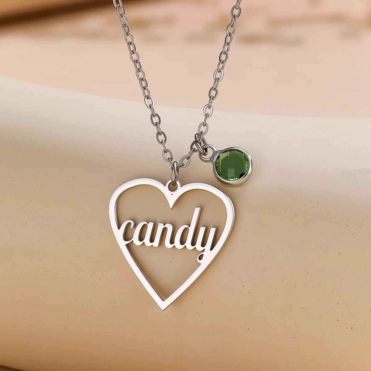 

Stainless Steel Custom Name Necklace Simple Love Shape Pendant Personalized Jewelry for Women Men Wedding Gift