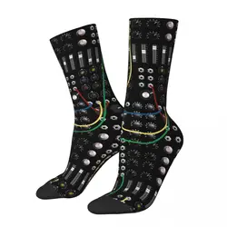 Men Women Modular Synthesizer Electronic Music Socks Cute Funny Happy DJ Beatmaker Synth Player Socks Middle Tube Stocking