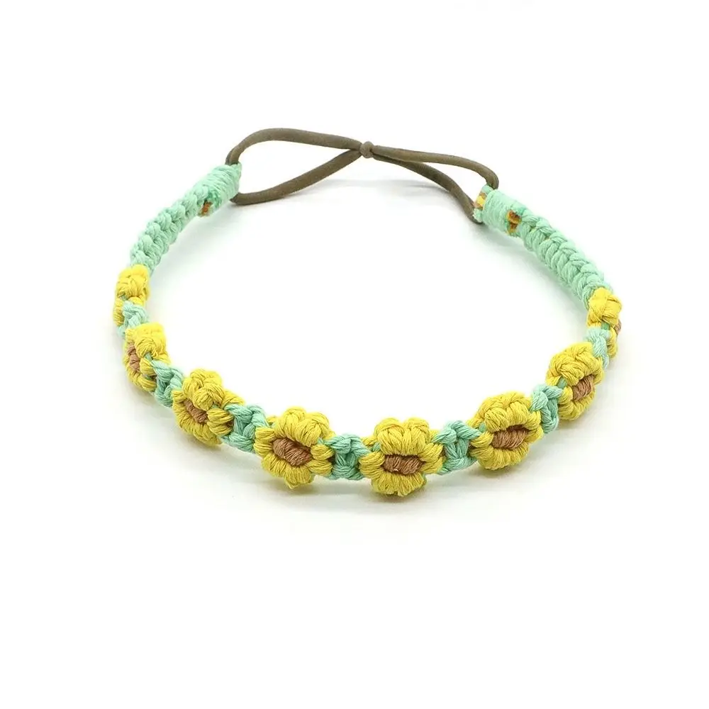 

Headwrap Flower Elastic Hair Band Small Daisy Ethnic Style Bohemian Headband Women Hair Scarf Crochet Bandana Macrame Hair Band