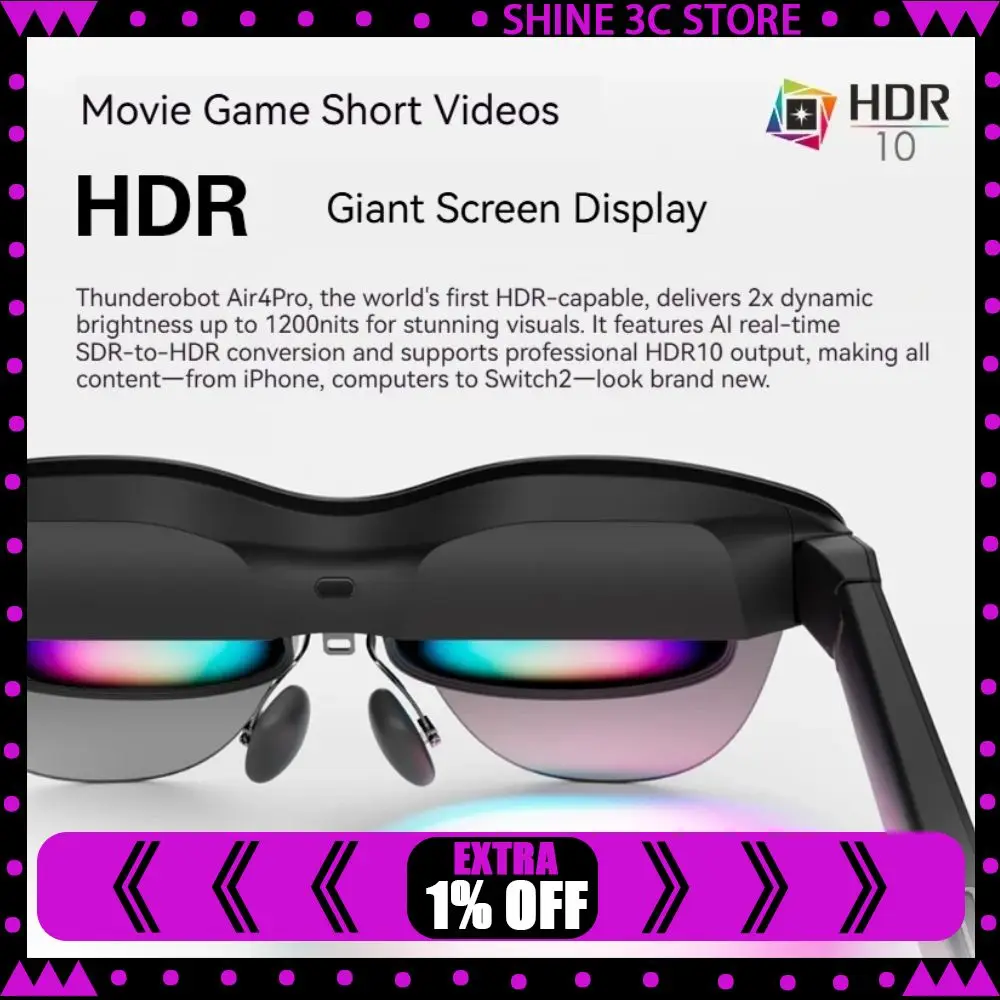 

RayNeo Air 4 Smart AR Glasses, Head-mounted TV, The First HDR10 Glasses Support iPhone 17 Portable HD Movie-watching XR Devices