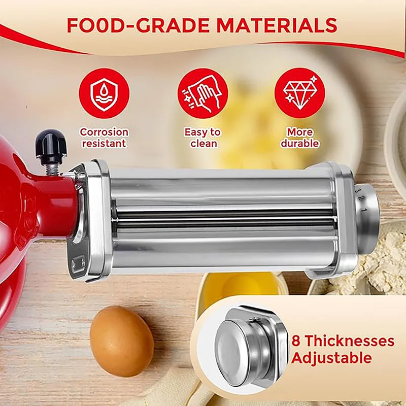 Pasta Roller for Kitchenaid Stand Mixer Stainless Steel Pasta Attachment for Kitchen Aid Pasta Sheet Roller Fit for Stand Mixer