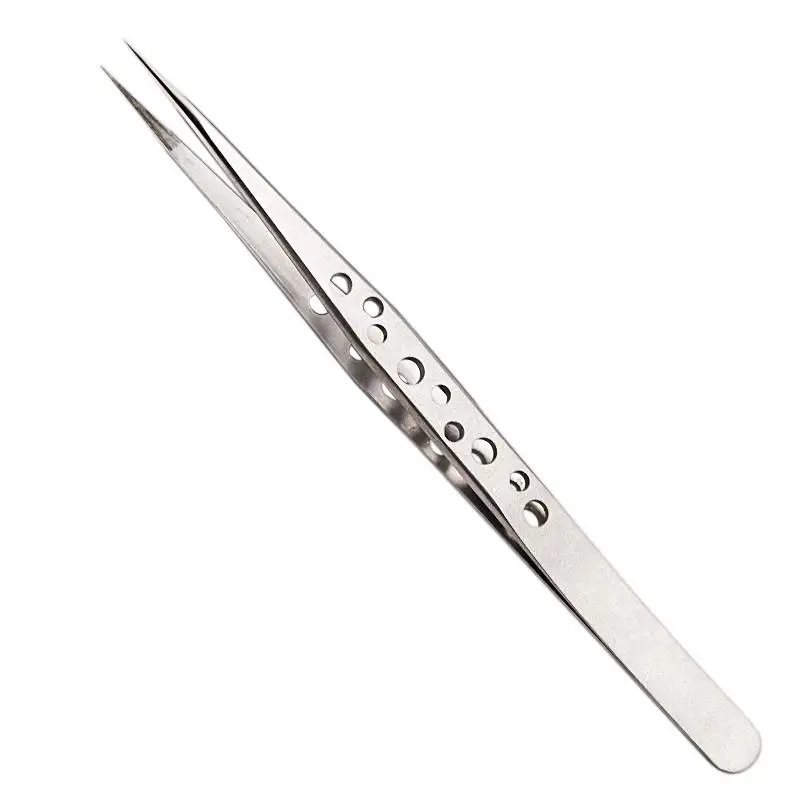 Precision Perforated Stainless Steel Tweezers Bent/Straight Head DIY Tweezers for Electronic Phone Repair Tool