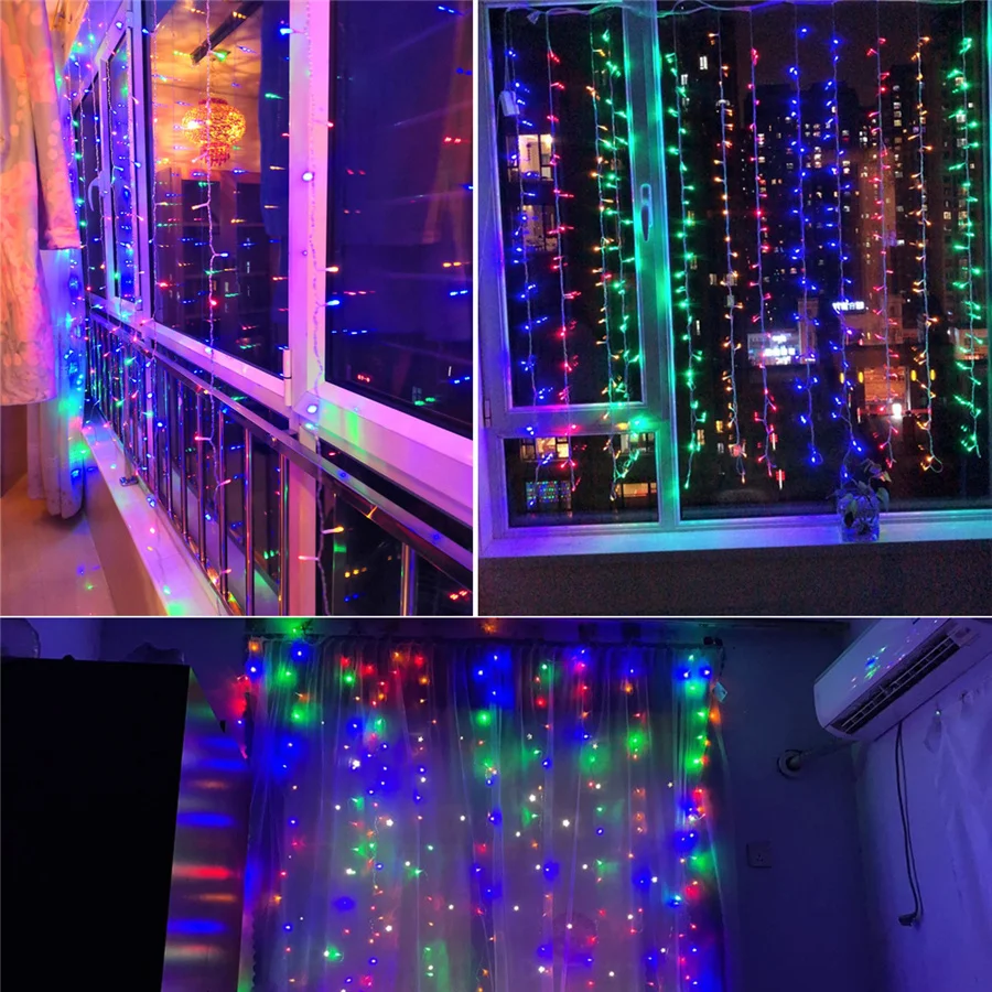 3x3/3x2M LED Wedding Fairy Lights 8 Modes Christmas Garland Curtain String Lights Outdoor Party Garden Birthday New Year Decor