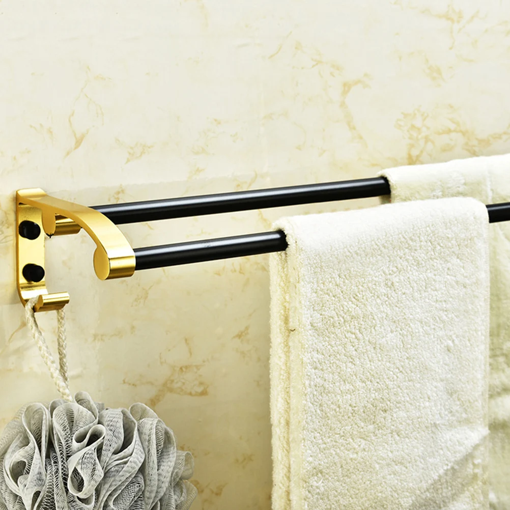 

Двойная вешалка для полотенец, алюминиевый сплав, прочный, не ржавеющий, двухполюсный дизайн, подходит для кухни, ванной комнаты, спальни, шкафы премиум-качества