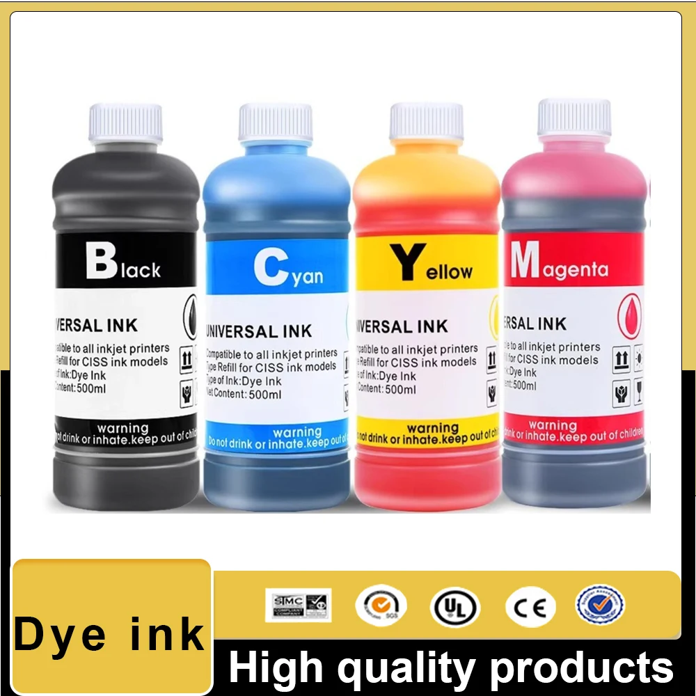 

500ML Universal BK C M Y Refill Dye Based Ink Large Capacity Use For Epson Canon HP Brother Lexmark Samsung Dell Inkjet Printer