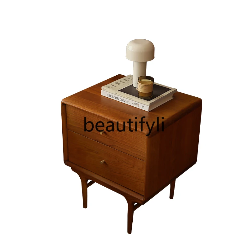 

Solid wood bedside table retro cherry wood side table