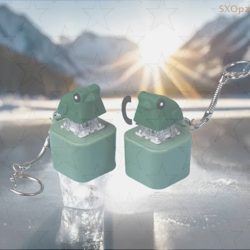 1/2 قطعة سلسلة المفاتيح الإبداعية صانع ضوضاء الضفدع ، ضوء LED ، لعبة تململ تخفيض التوتر ، مصدر طاقة لوحة المفاتيح