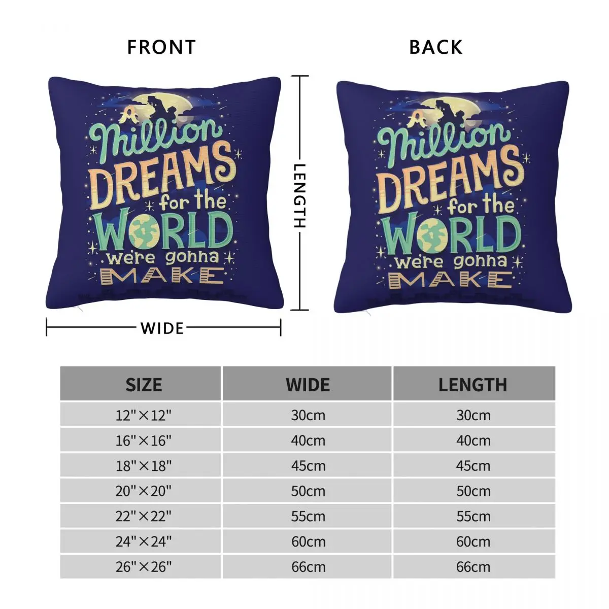 A Million Dreams Song Square Pillowcase Polyester Linen Velvet Printed Zip Decor Throw Pillow Case Room Cushion Cover 45x45
