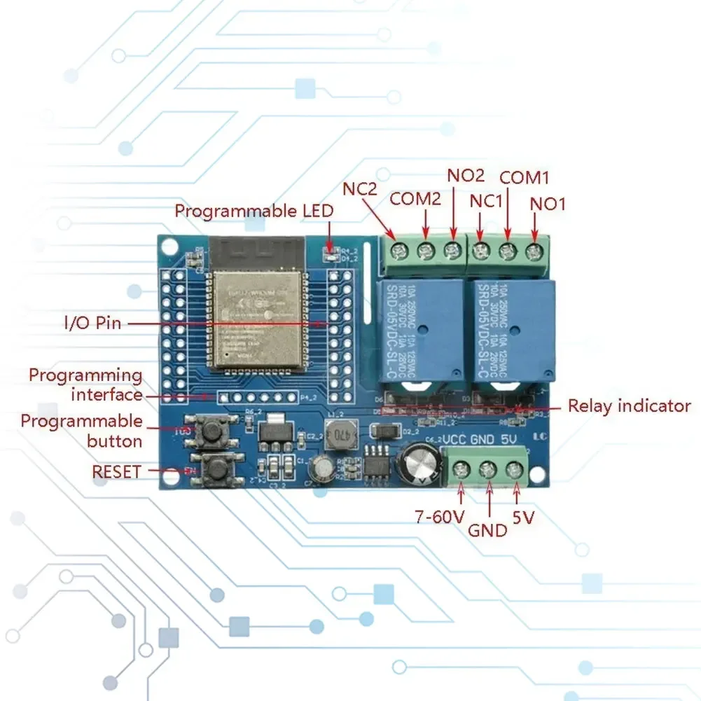 1-3PCS ESP32 WIFI Bluetooth-compatible BLE Relay Module 1/2/8 Channel WIFI BT BLE Relay Module ESP32-WROOM Development Board