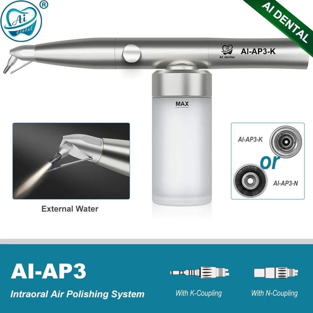 

Dental AI-AP3 Alumina Intraoral Air Polishing System Sandblasting Gun External Water Spray with K/N-Coupler for Teeth Whitening