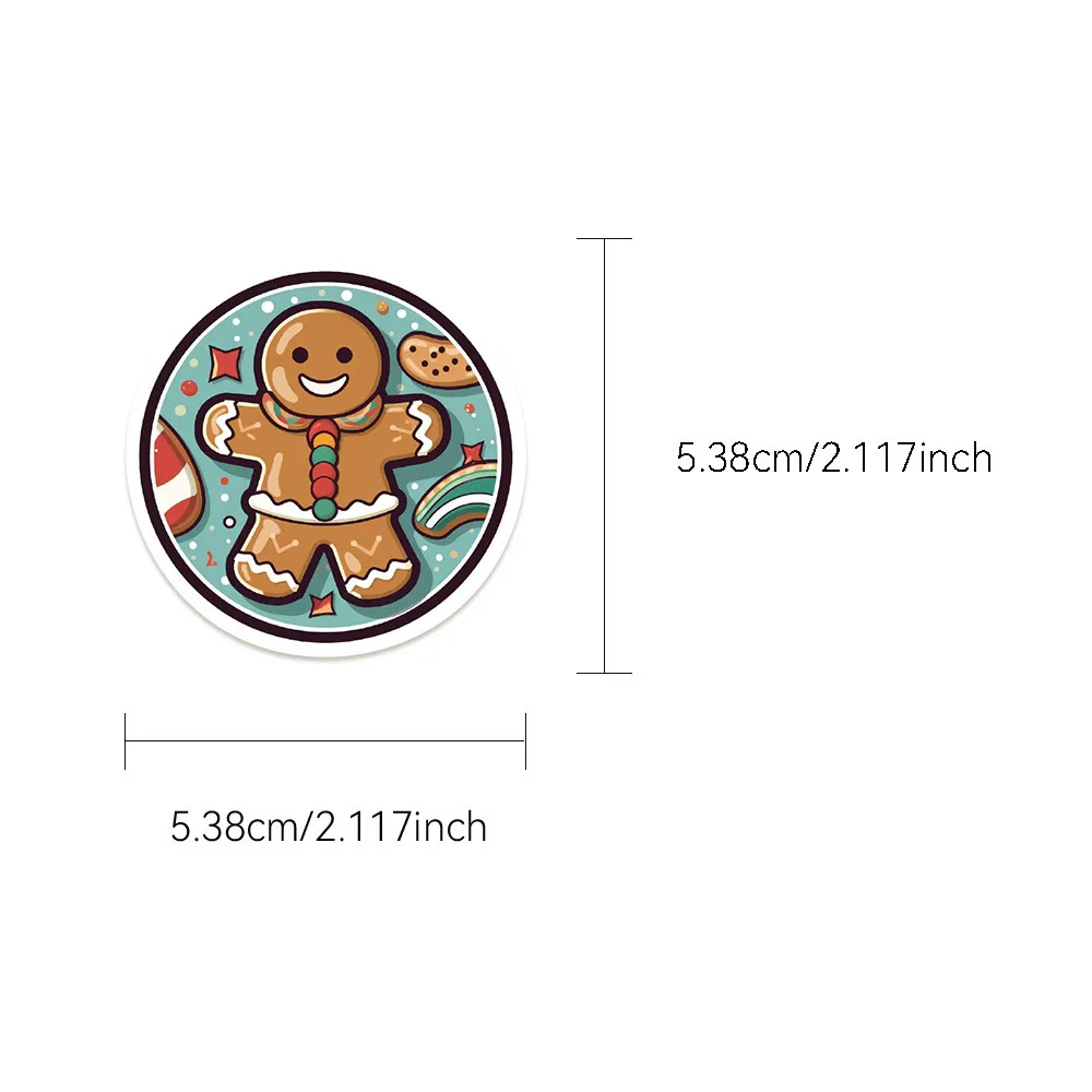50 قطعة من ملصقات رجل الزنجبيل اللطيفة لعيد الميلاد - شارات زخرفية لأجهزة الكمبيوتر المحمولة وأجهزة الكمبيوتر المحمولة والمجلات وحافظات الهاتف وزجاجات المياه #6
