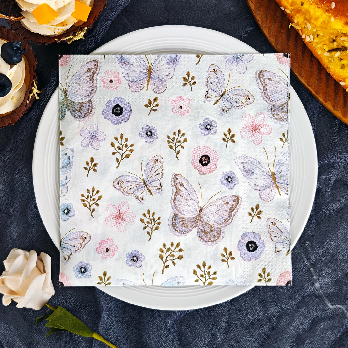 20/50pcs 33*33cm 2ply Butterfly Flower paper Napkins Suitabl