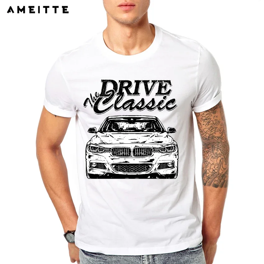 Drive The Classic Car F30 Dirty Style T-Shirt New Summer Men Short Sleeve White Casual Boy Tees Hipster Cool Car Print Tops