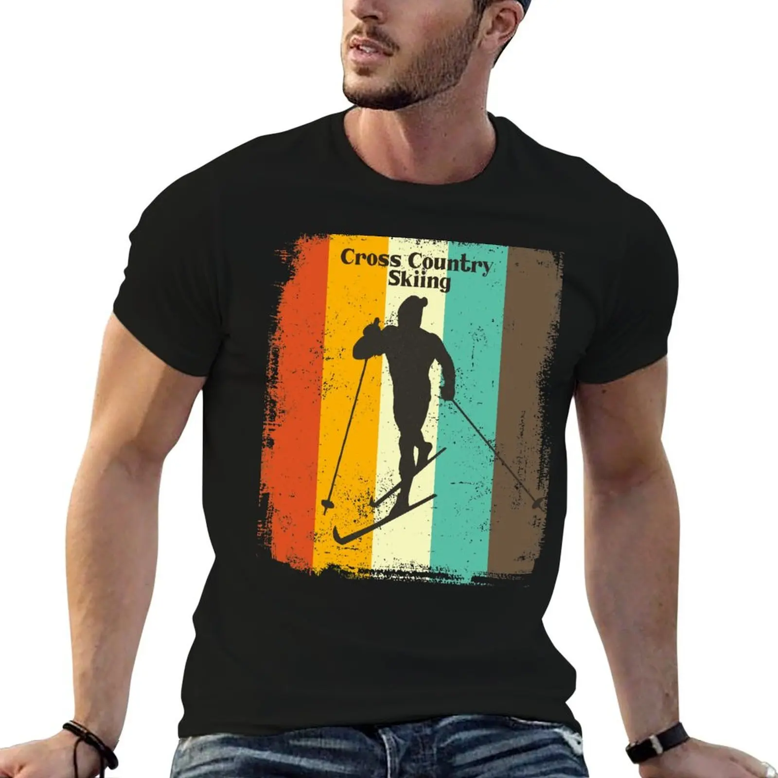 

Cross-Country Skiing Retro 70s Vintage Nordic Gift T-Shirt t shirt man cotton man t shirt luxury man t shirts cotton T-Shirt
