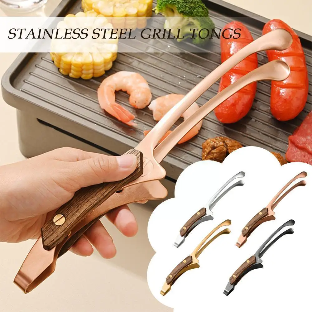 Stainless Steel Barbecue Tongs Burn Non-slip Grilling Accessories Suitable For Grilling Meat And Vegetables Kitchen Wild Ba A5K6