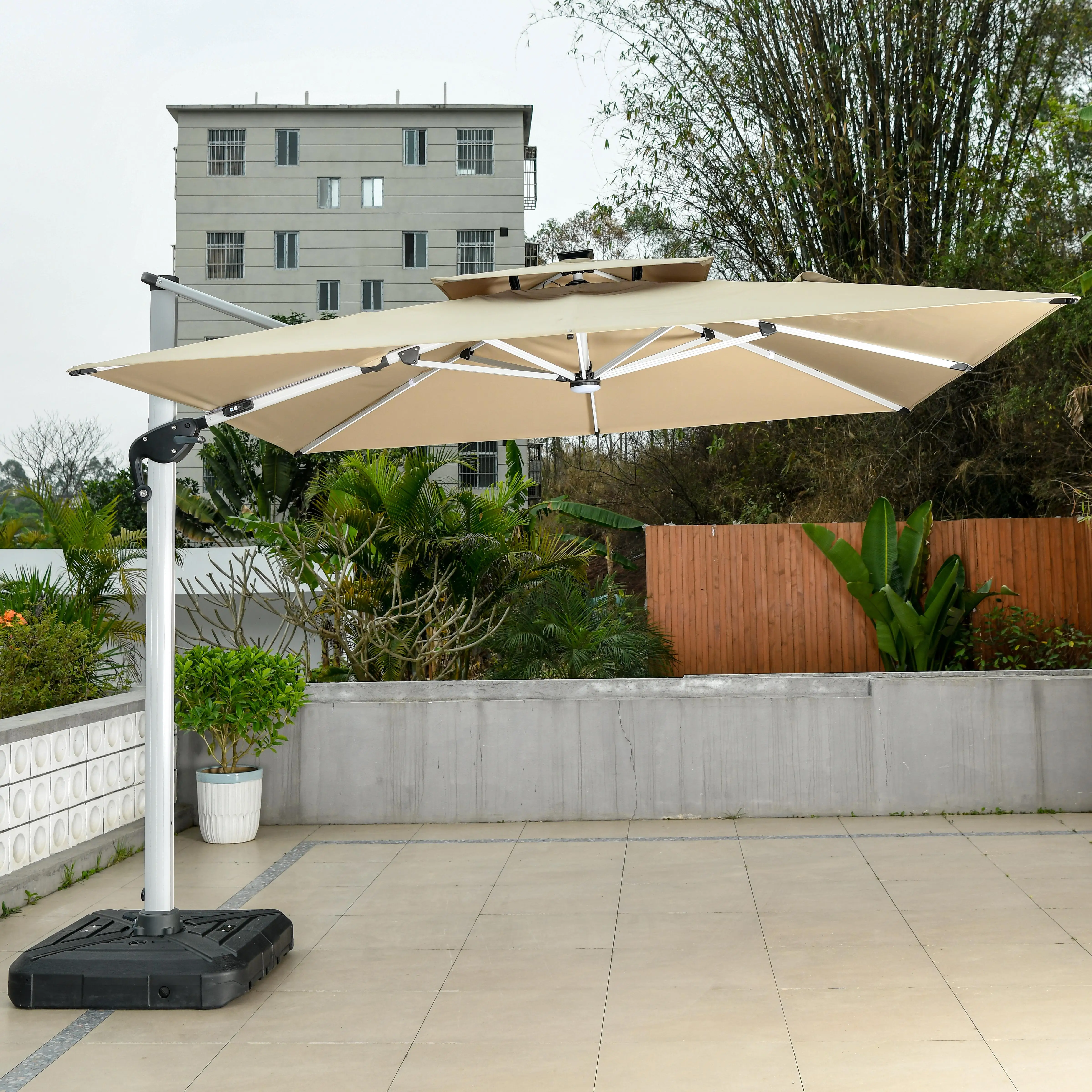 

High-end waterproof double-canopy outdoor umbrella beach aluminum cantilever garden parasol patio umbrella