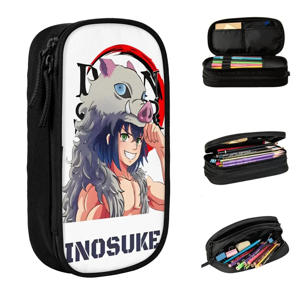 

Inosuke Cartoon Demon Slayers Pencil Cases Anime Nezuko Pen Holder Bag Girls Boys Big Capacity School Supplies Gifts Pencilcases