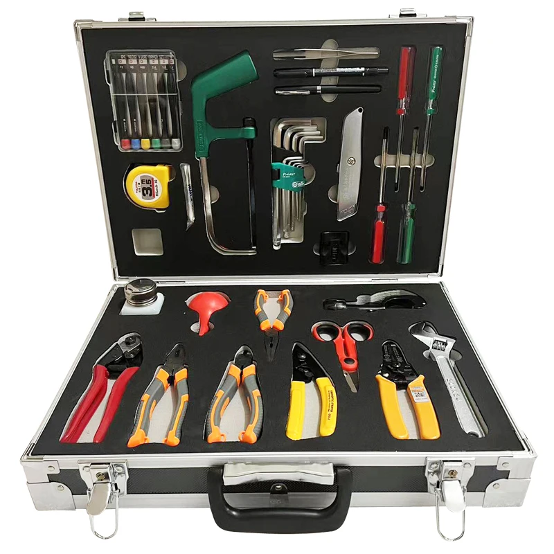 

Compact Field Fiber Fusion Splicing Tool Kit, YW-6300 Economy Optical Fiber Fusion Splicer and Cable Removing Tool Case 26PCS