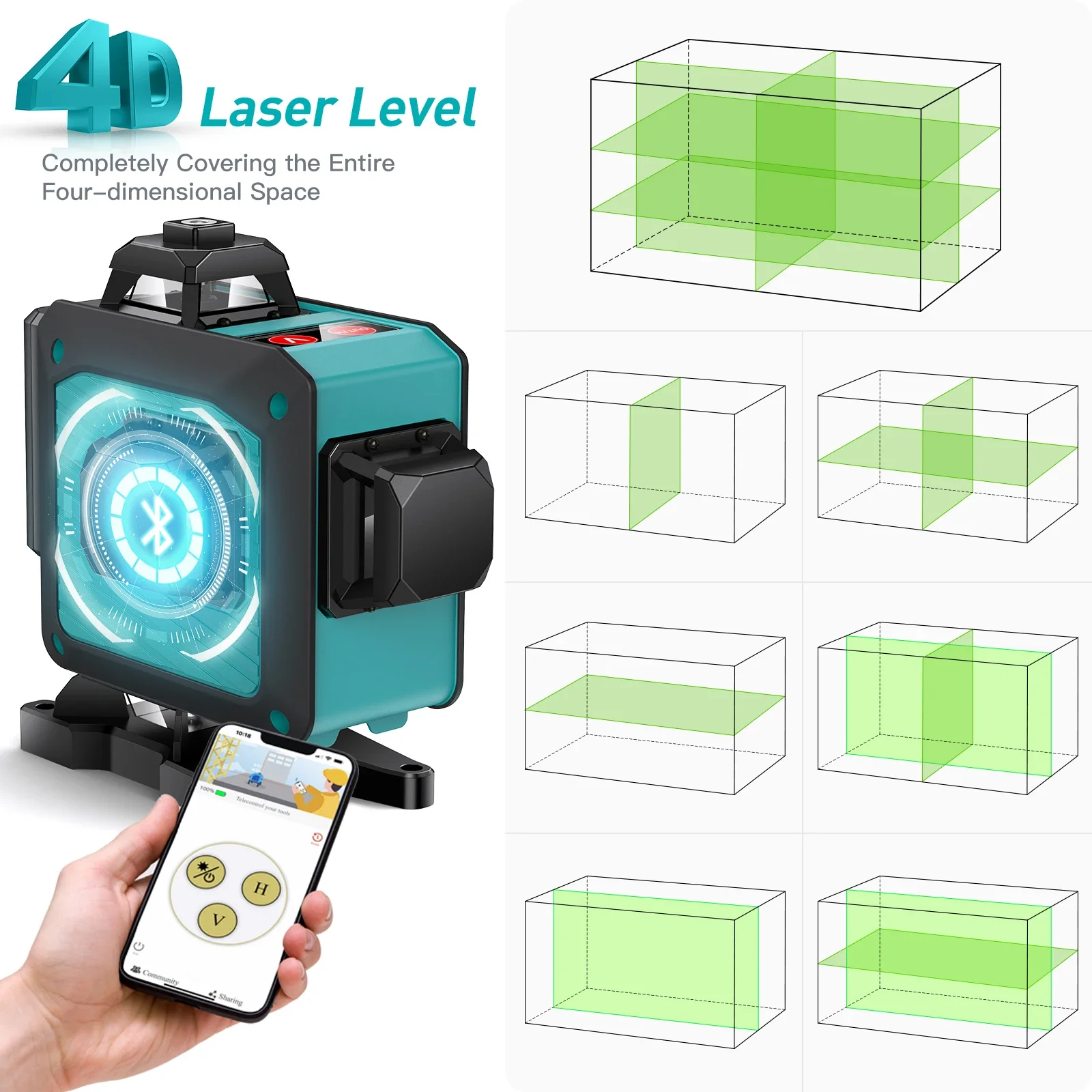 16 Lines 4D Display Green Laser Level Self leveling 360 2pcs 3000mAh Li-ion Battery Nivel Laser Remote Control Cloth Bag