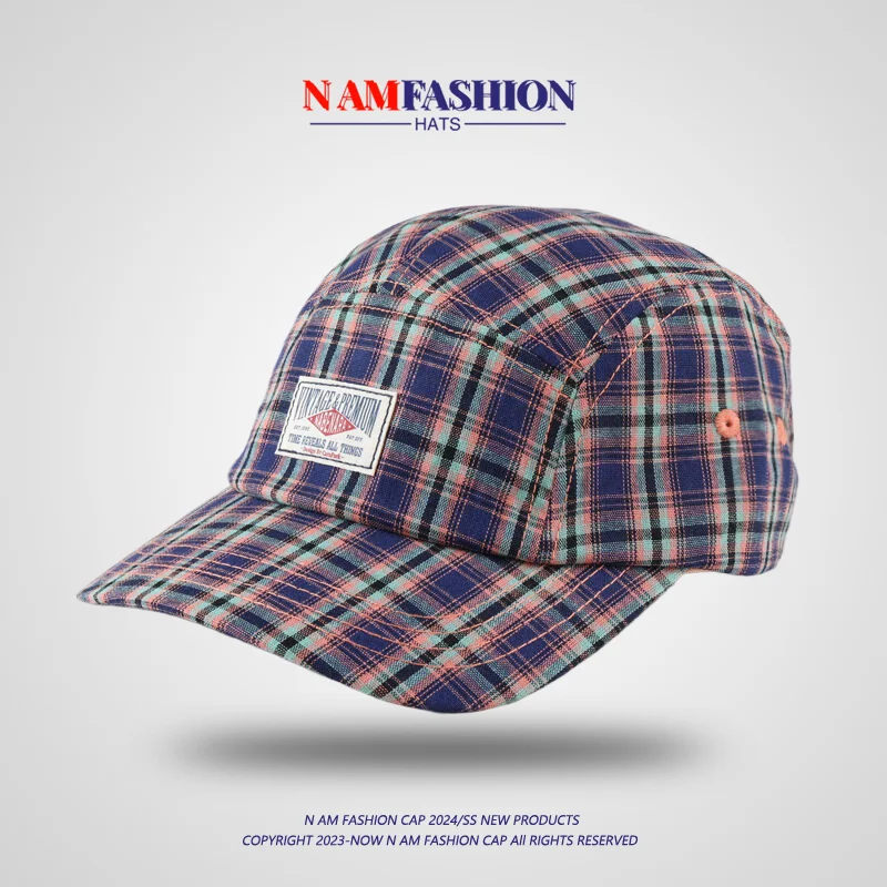 

Mixed Color Purple Plaid Big Head Circumference Short Brim Wide Brim Women's Japanese Style Face-Looking Small Skateboard Hat