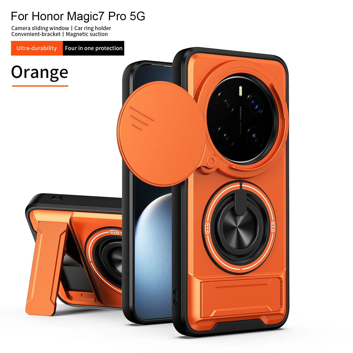 Hülle für Honor Magic7 Pro, Honor Magic7 Pro Cover, Handyhülle mit Magsafe Magnetischer Faltbarer Halterung, Militärischer Panzerschutz, Kameraschutz-Abdeckung
