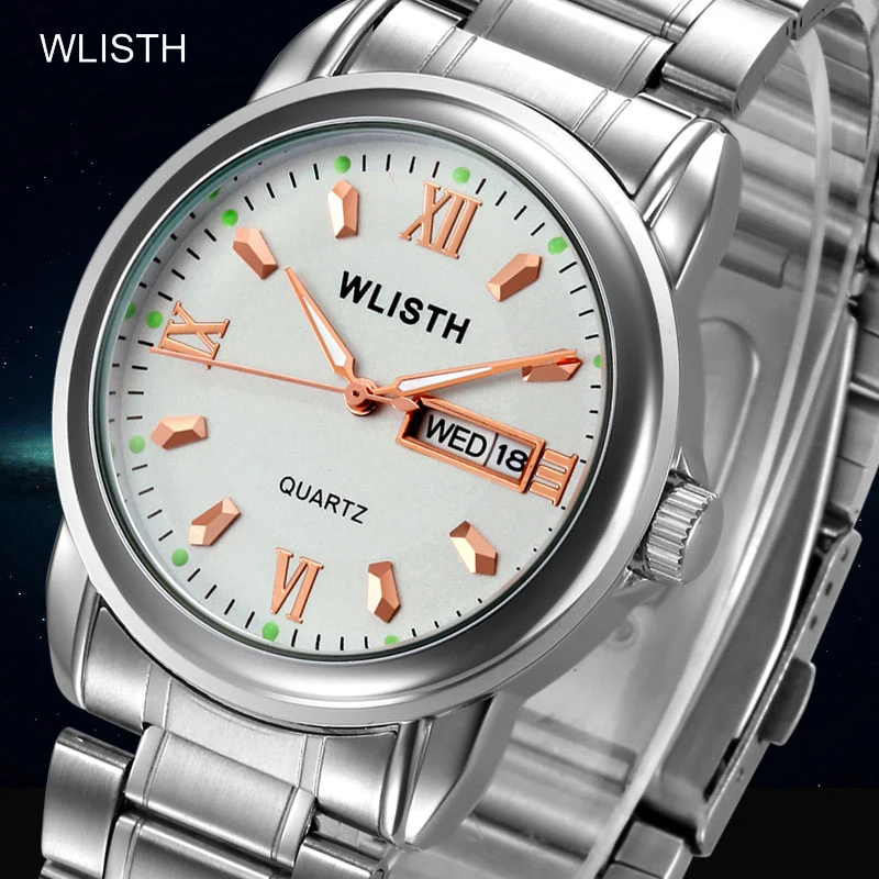 

Новые модные мужские часы, водонепроницаемые кварцевые наручные часы из нержавеющей стали, светящиеся водонепроницаемые роскошные деловые часы reloj hombre