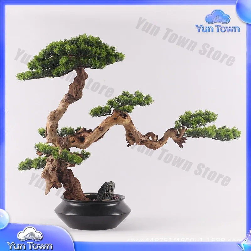 Creative New Chinese Simulation Welcome Pine Ornament Furniture Store Pine Tree Ornament Home Furnishing Porch Table Soft Crafts