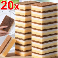 New Double-sided Sandy Fiber Seaweed Sponges Kitchen Pot Dishwashing Rust Removal Sponge Wipes Brush Scouring Pads Clean Tools