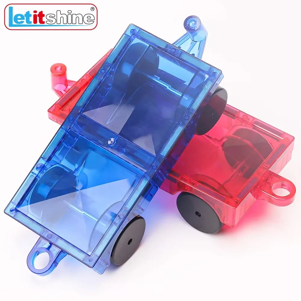 Letitshine 2 قطعة البلاط المغناطيسي سيارات لعب المغناطيس اللبنات مونتيسوري التعليم مركبة عجلة قطار نماذج من الشاحنات الملحقات