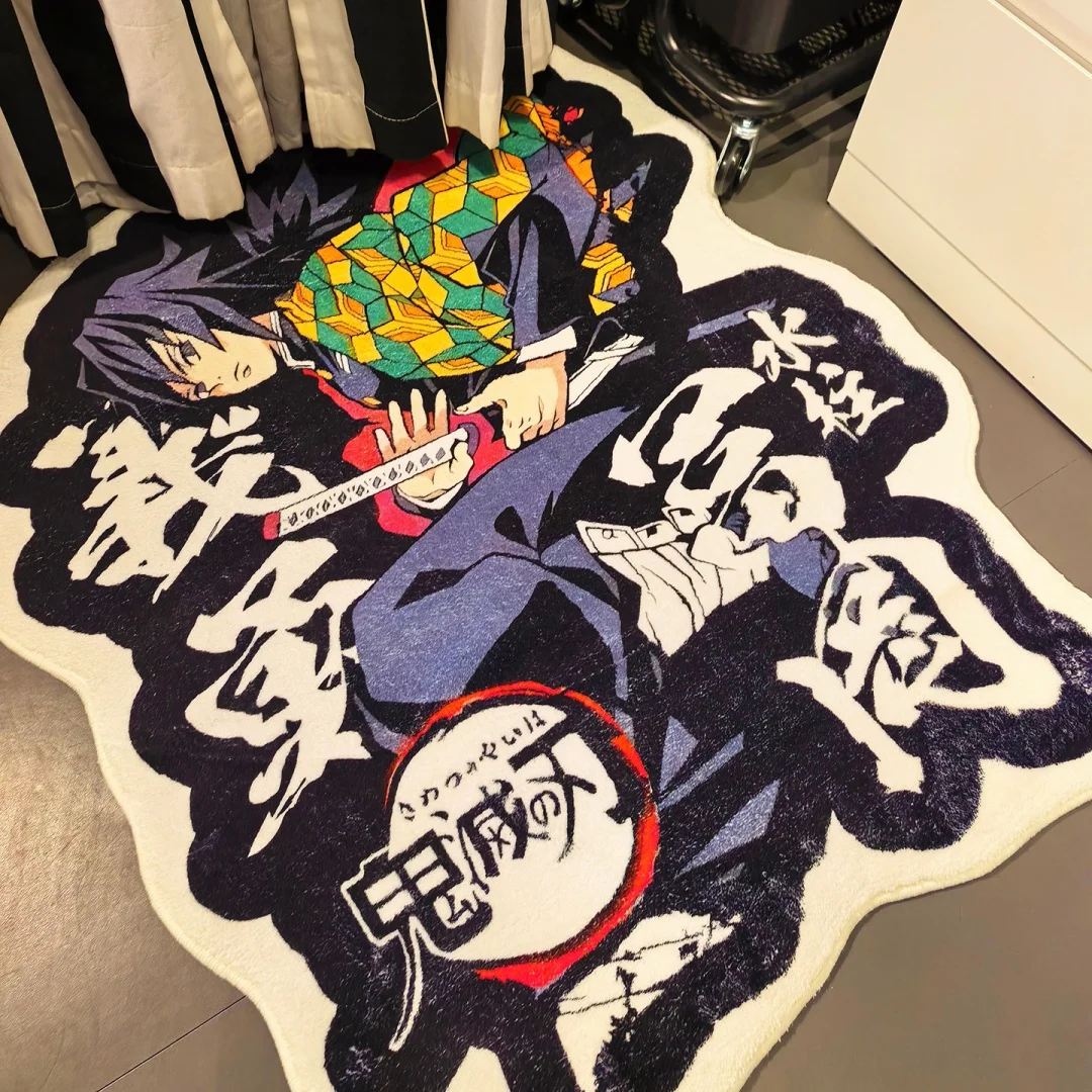 

Giyu Tomioka Special-shaped Irregular Bedside Carpet Anime Agatsuma Zenitsu Gaming Room Creative Imitation Cashmere Floor Mat