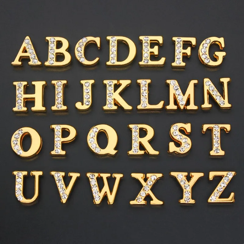 50PC/lot Hole 8MM Slide Letter DIY Slide Charm Half Crystal Alphabet Fit For 8MM Keychains Wristband Jewelrys view 4