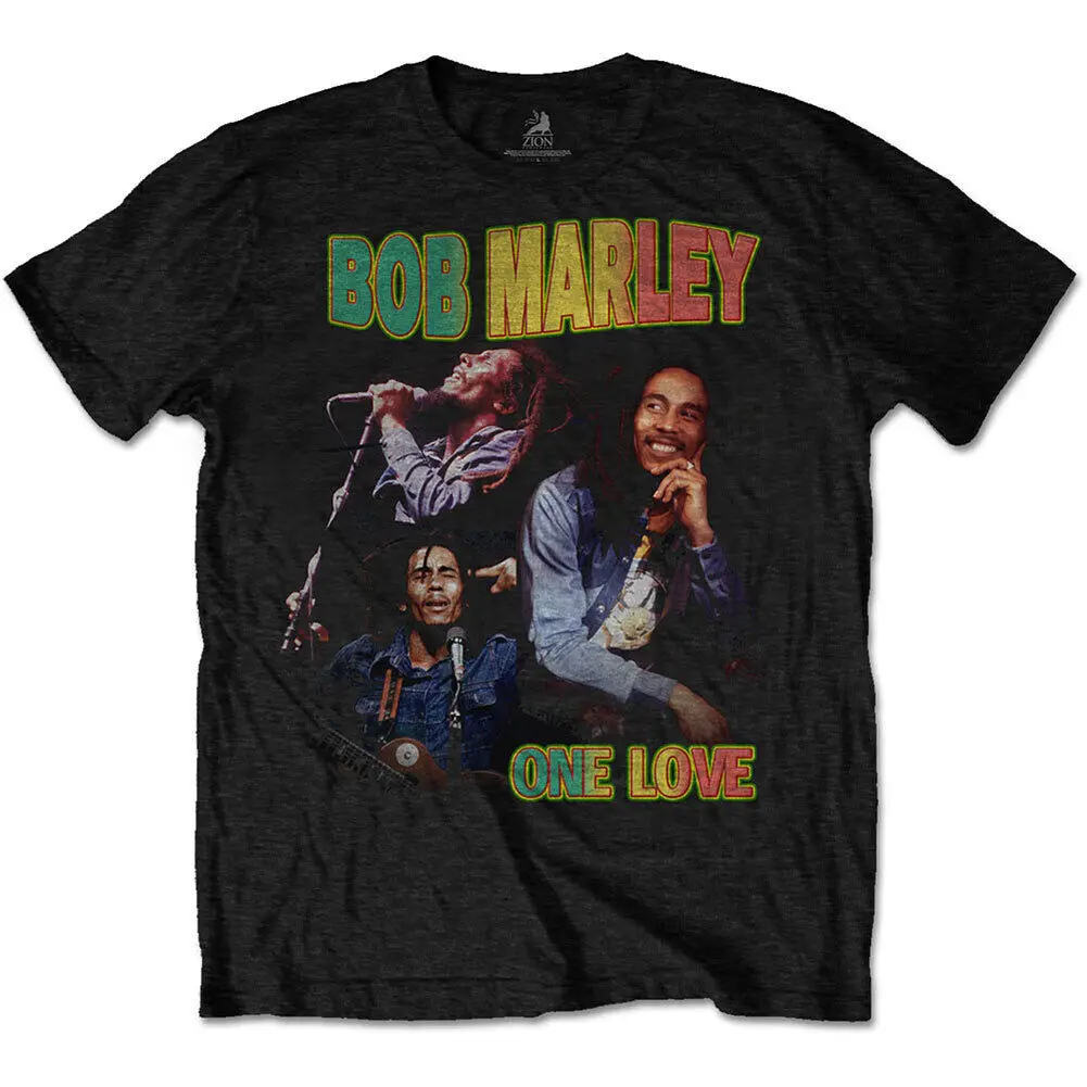 Men's Bob Marley One Love Homage Slim Fit T shirt XXX Large Black