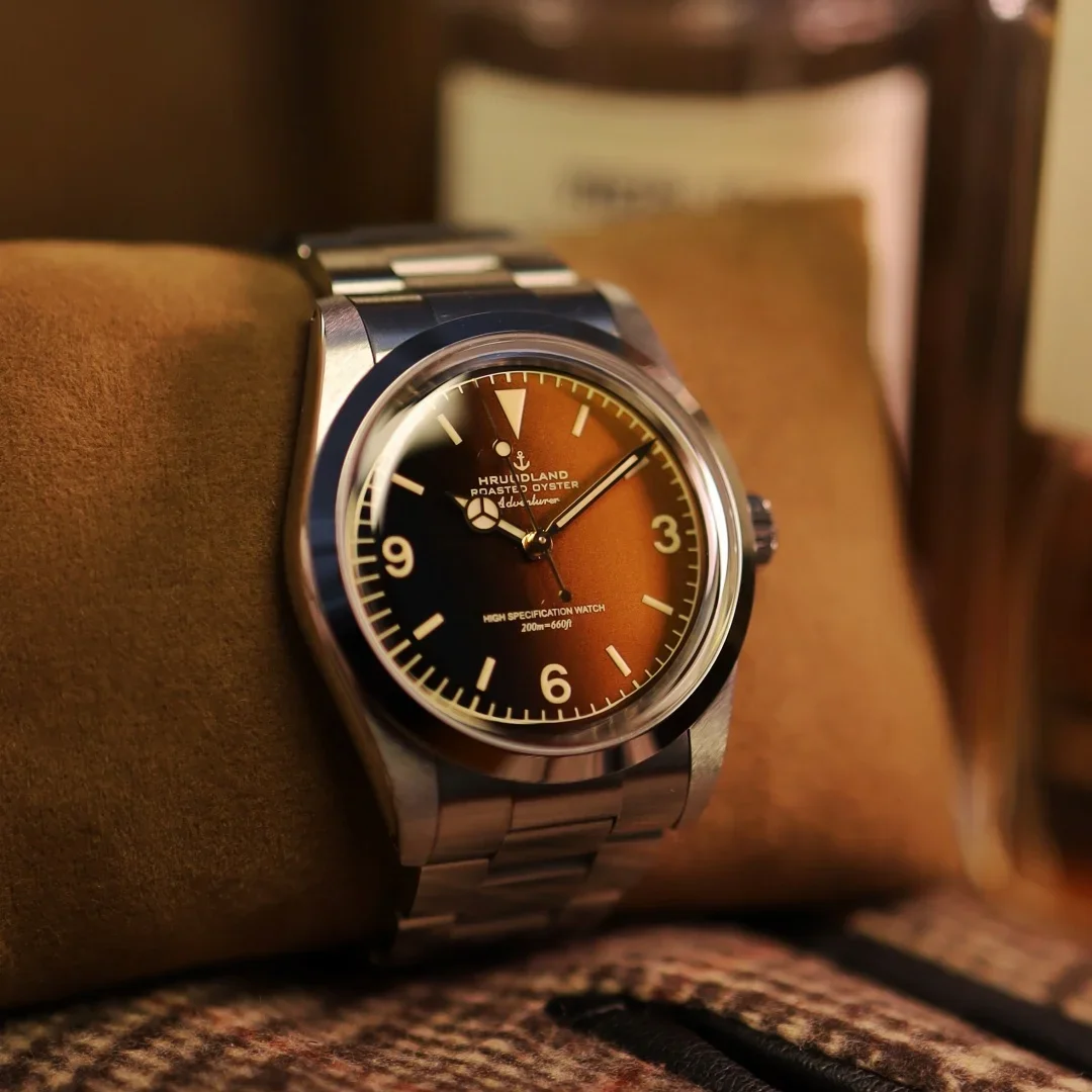 2025 ใหม่ Hruodland 36 มม.Retro Luxury นาฬิกาผู้ชายอัตโนมัติ F029 NH38 Sapphire กระจกสแตนเลสนาฬิกาดําน้ํา