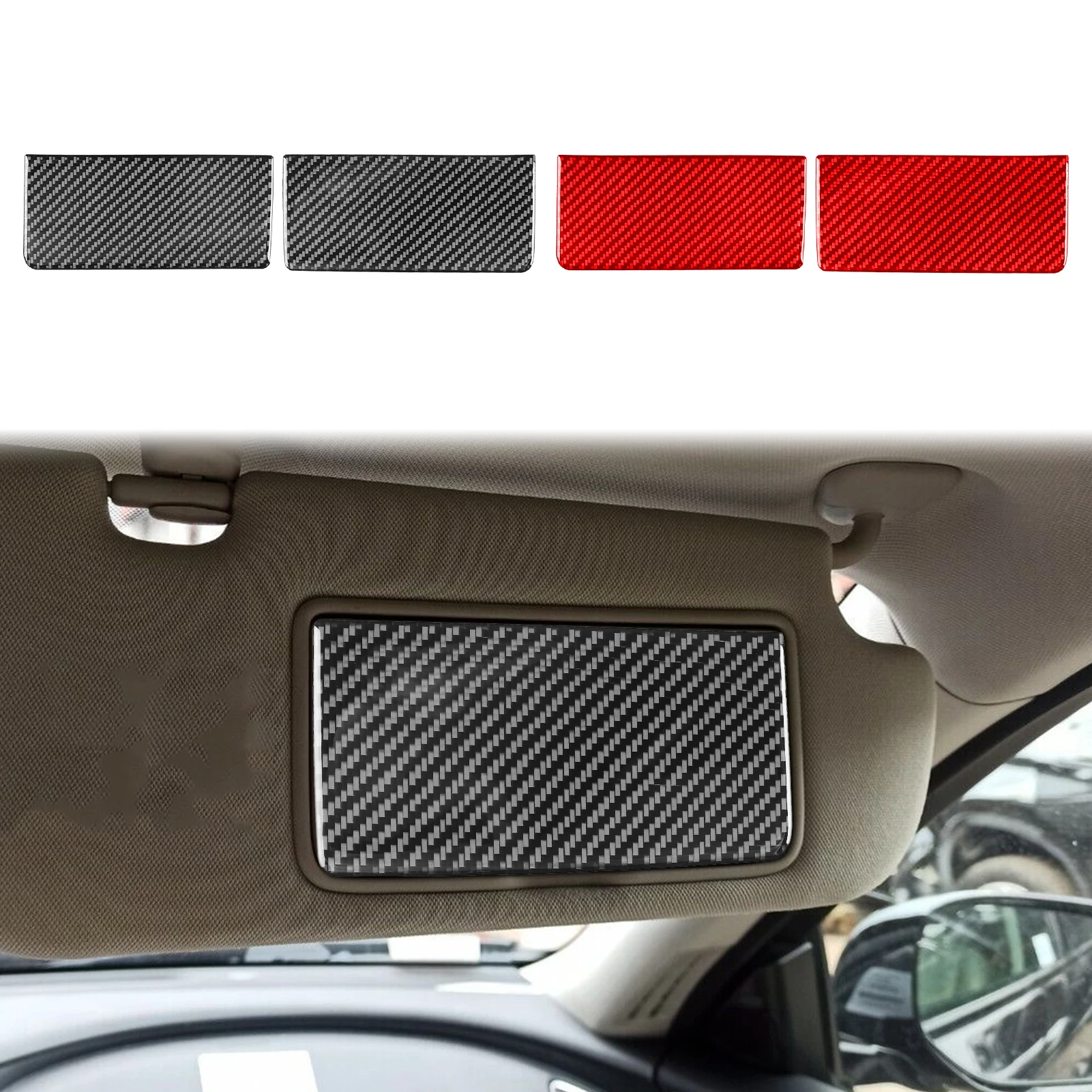 For Infiniti Q50 2014——2020 Real Carbon Fiber Makeup Mirror Pad Panel Cover Trim Sticker Car Interior Decorative Accessories