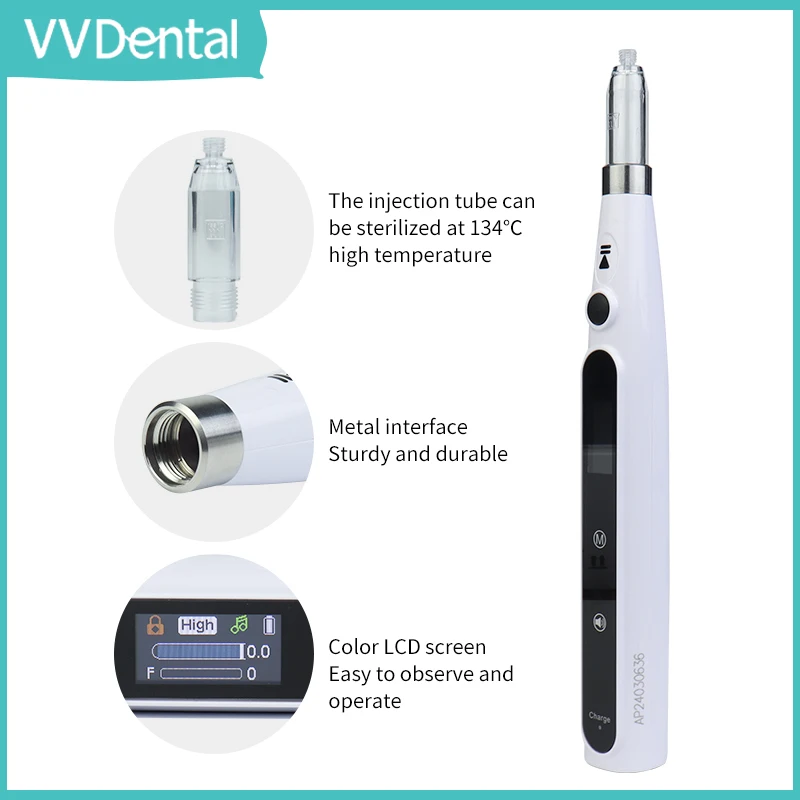 VVDental Portable Dental Oral Anesthesia Injector Painless Wireless Local Anesthesia Chargeable with Operable LCD Display