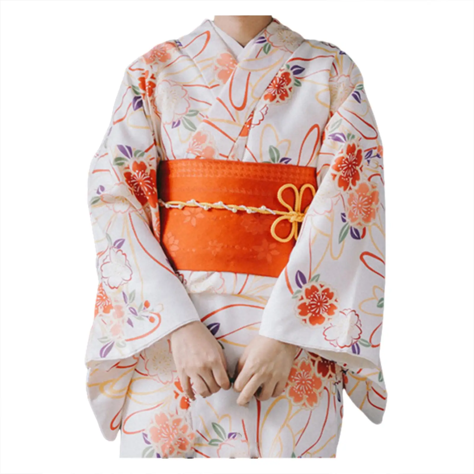 

Women Japanese Kimono Comfortable Floral Print Traditional Costume Bathrobe for Halloween Fancy Dress Valentine Home Festival