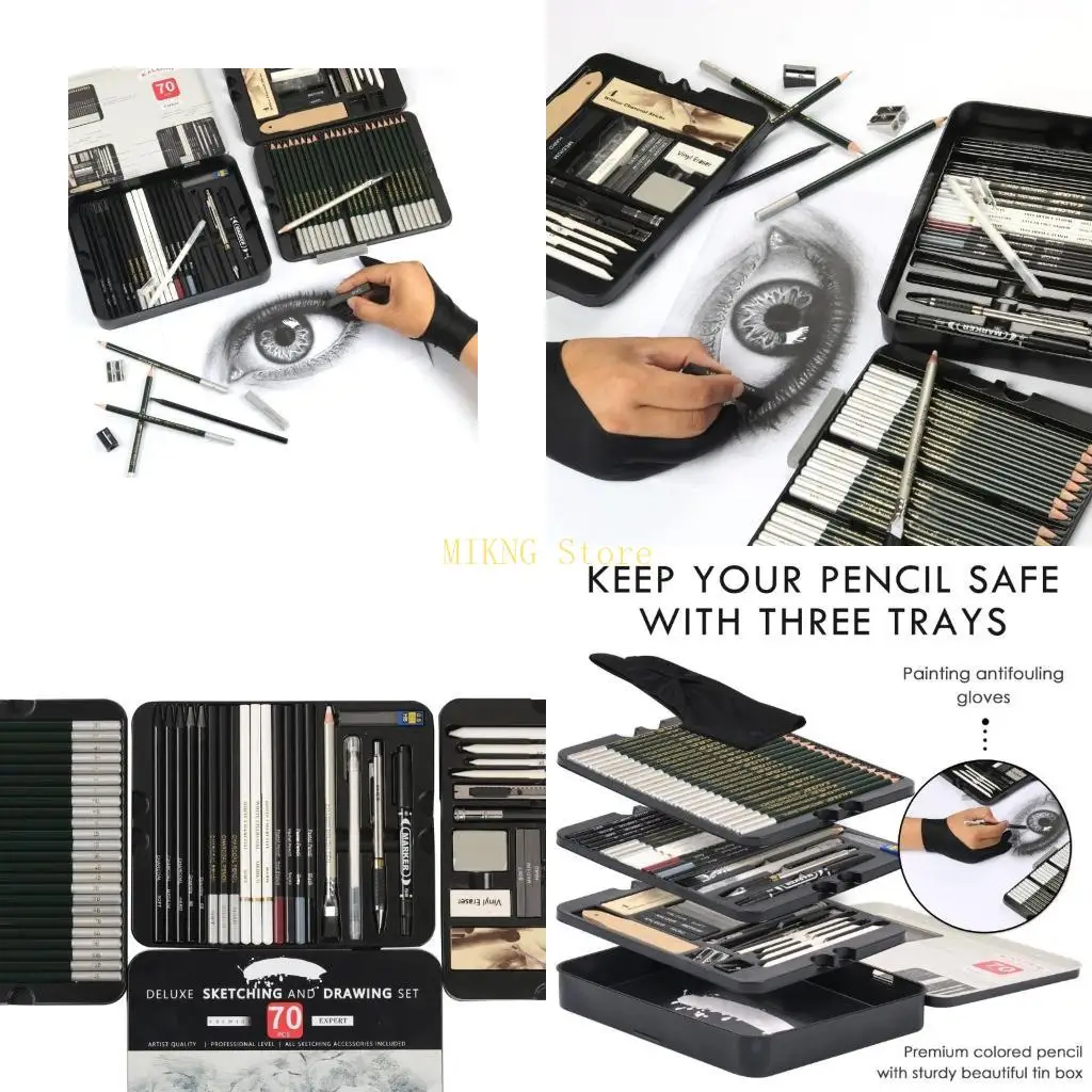 70pcs مخطط أساسي رسم الرصاص والرسم الفني ، فنان رسم رسم مجموعة أفضل بيع