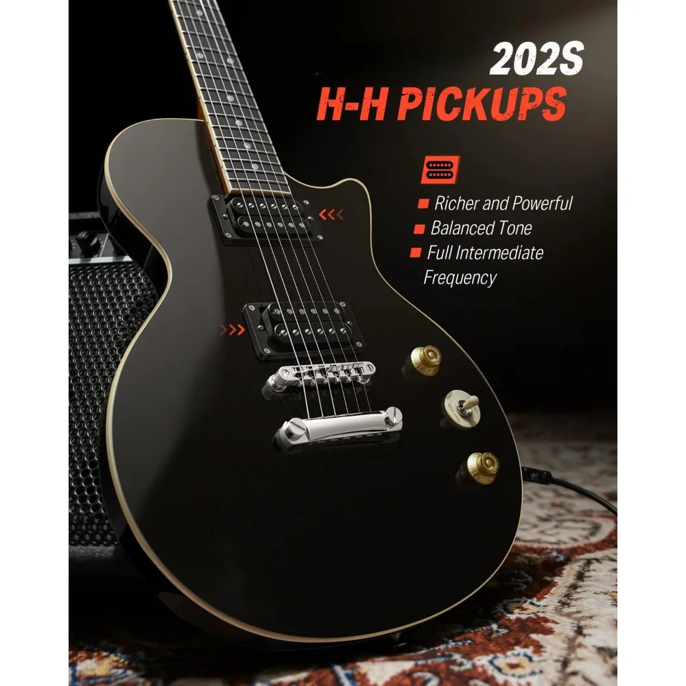 Electric Guitar, Full-size 39 Inch Electric Guitar, Canadian Maple Neck, Solid Basswood Body,H-H Pickup,Volume and Pitch Control