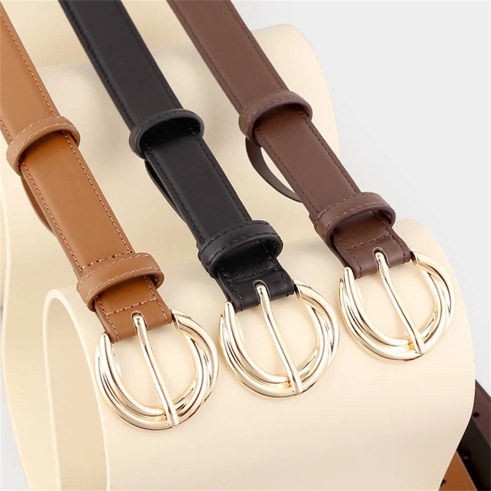 เข็มขัดหนังแท้สำหรับผู้หญิง, ตกแต่งเข็มขัดสานเข็มขัดแฟชั่นหัวเข็มขัดห่วงหมุดเข็มขัดนุ่มหรูหราสำหรับผู้หญิงกางเกงยีนส์