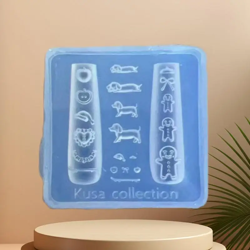 3D Puppy Gingerbread Man Silicone Mold Transparent Nail Templates DIY Jewelry Crafts Manicure Decor Tool