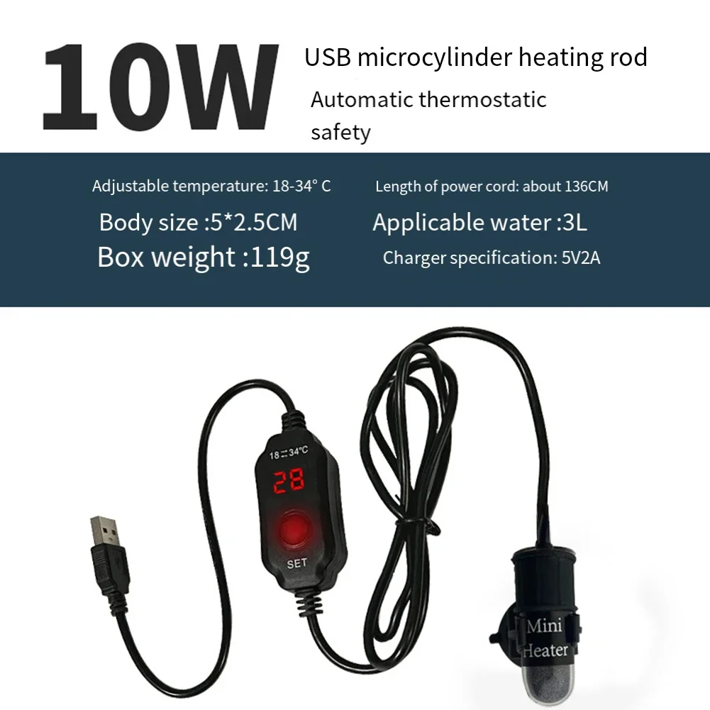 Aquarium Temperature Control Device Powered by USB Designed Specifically for Small Aquatic Habitats Like Turtle Tanks