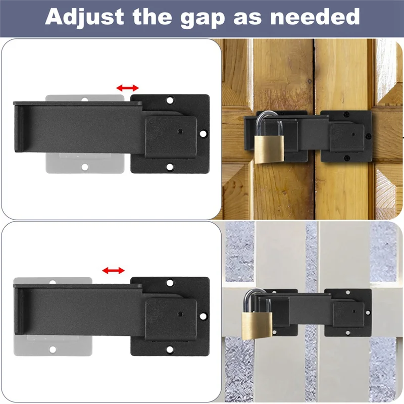 B04B-Gate Latch Lock Adjustable Flip Gate Latch Lock With 3 Padlock Hole For Barn Door Shed Fence Outdoor Gate Shed