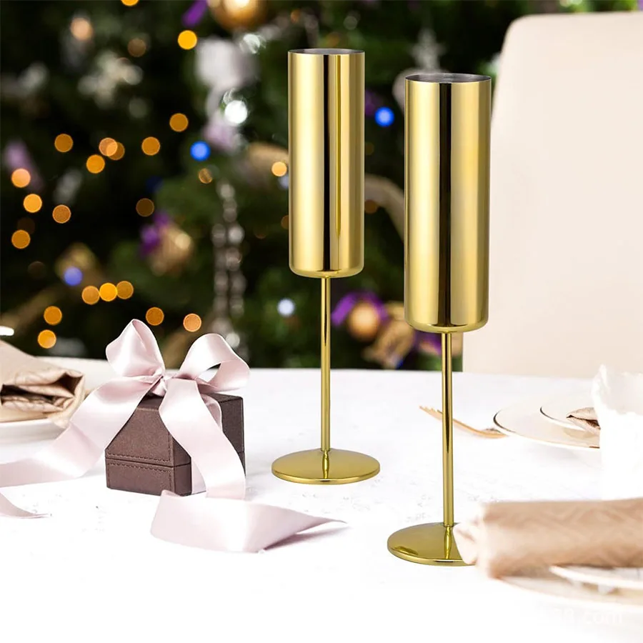 6.5oz straight stainless steel champagne glass, red wine glass, creative cocktail glass, bar light luxury
