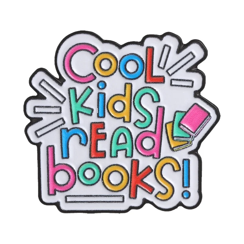 Cool Kids Read Books Brooch Enamel Pin Rainbow Letters And Stacked Colorful Books Brooches Lapel Badge Jewelry Gift for Students