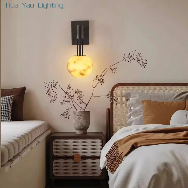 Spanish Cloud Stone Wall Lamp French Luxury Modern Minimalist Sconce For Bedroom Bedside Living Room Accent Wall Dining Room Bar