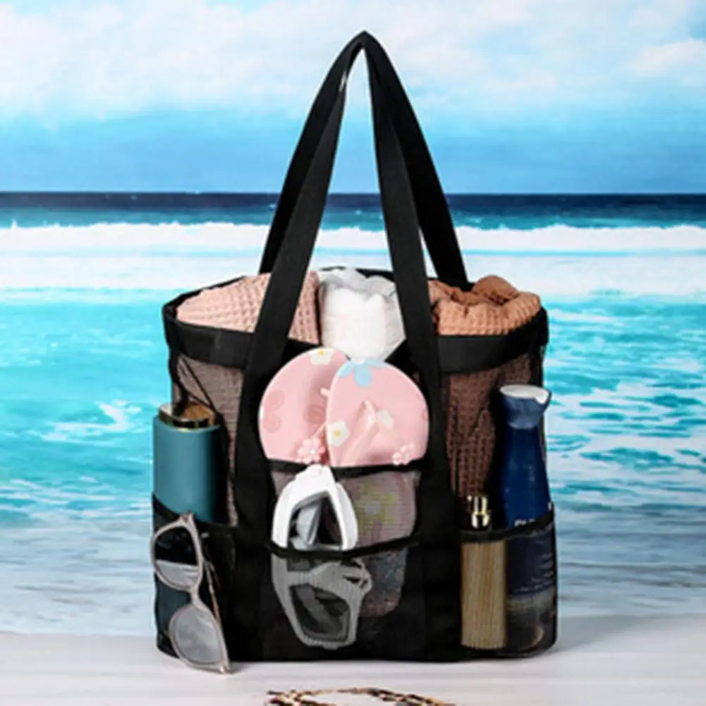 Bolsa de cosméticos de malla con múltiples bolsillos para mujer, bolsas de playa, Caddy de ducha de secado rápido, bolsa de ducha para champú, bolsa de aseo de viaje