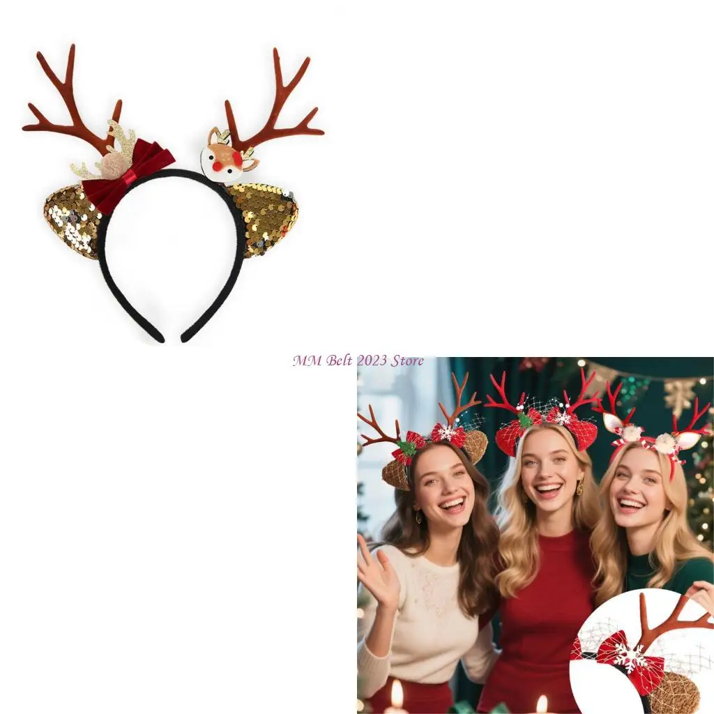 

49ME Holiday Cheer Headbands Christmas Lovely Headwear Elastic Women Headbands for Festives Occasion and Gatherings