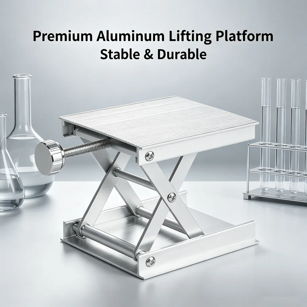 Laboratory Auxiliary Aluminum Lifting Table Mini Scissor Lift Platform Precise Manual Height Adjust For Electronic Repair