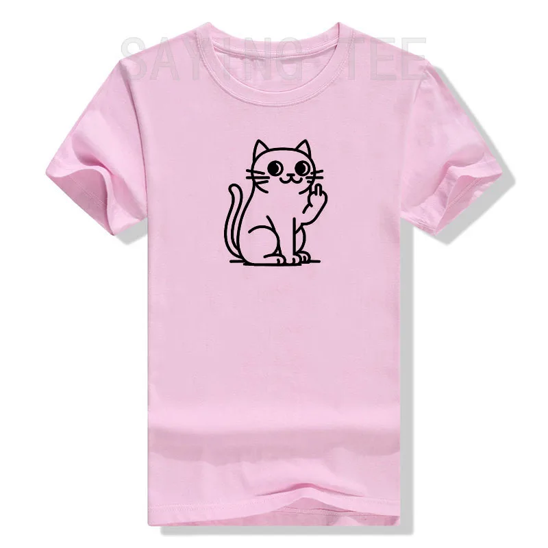Lustige Katze für Frauen, für Männer: Katzen-T-Shirt mit abgezeigtem Mittelfinger Y2k Gruhige Katze Comic-Grafik Kleidung Weiches Baumwoll-T-Shirt – Detail 10
